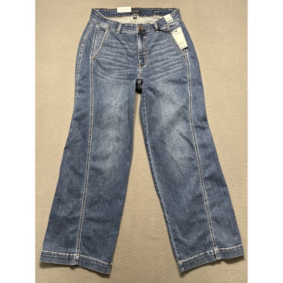 Judy Blue Jeans High Waist Wide Leg Trousers Sz 14W (30x32) Blue Stretch Comfort - Picture 1 of 15